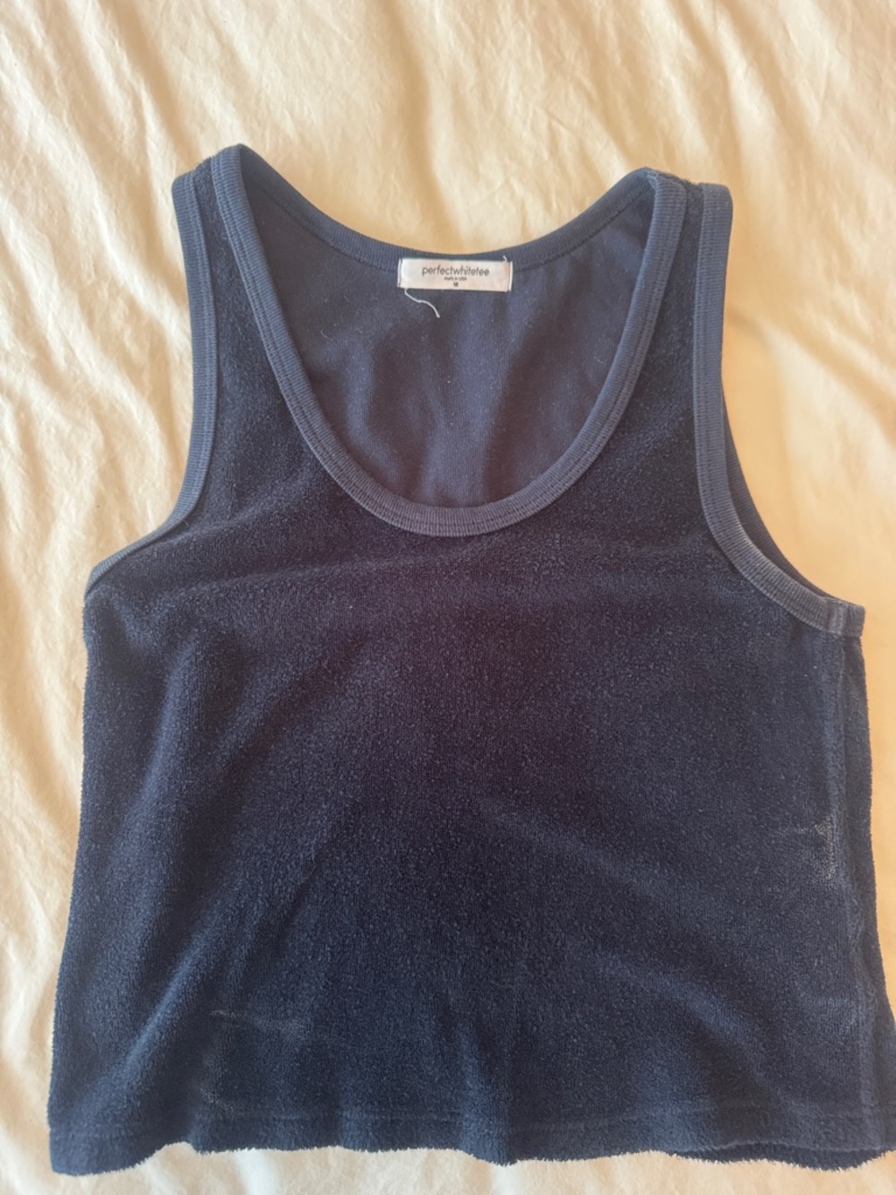perfectwhitetee Navy Terry Scoop Tank